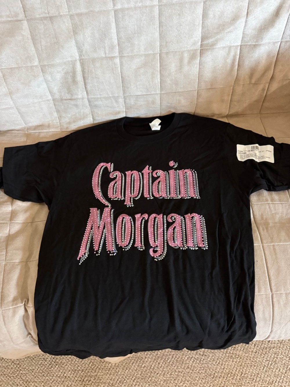 Tultex Black T‑Shirt with Pink "Captain Morgan" Logo